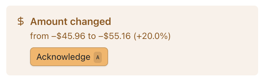 Tender showing a settled transaction changed