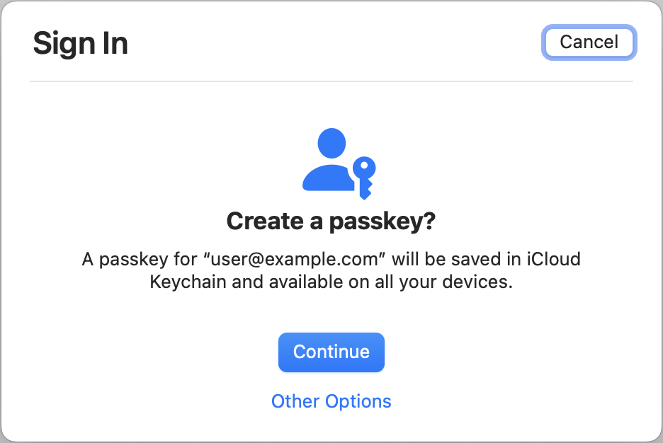 Passkey Registration UI in macOS