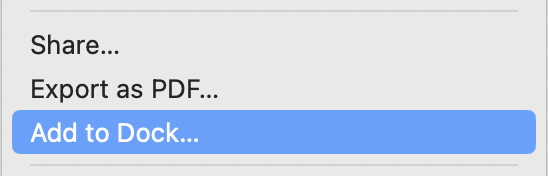Add to Dock in Safari on macOS